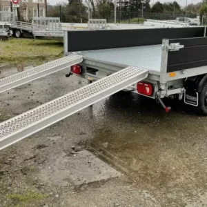 Remorque tribenne saris k3 406 x 204 ptac 3500kg triple essieux freinée ressort lames